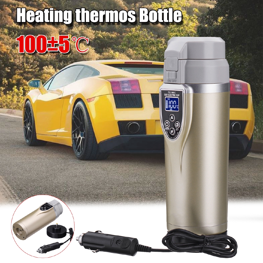 12V / 24V 350ml Smart Car Adjustable Temperature Kettle Cup Car Auto Electric Heating Cup Boil Cup