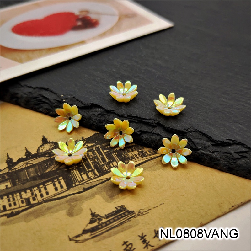 2 phiến hoa resin 8 cánh 10mm - nguyên liệu làm trâm