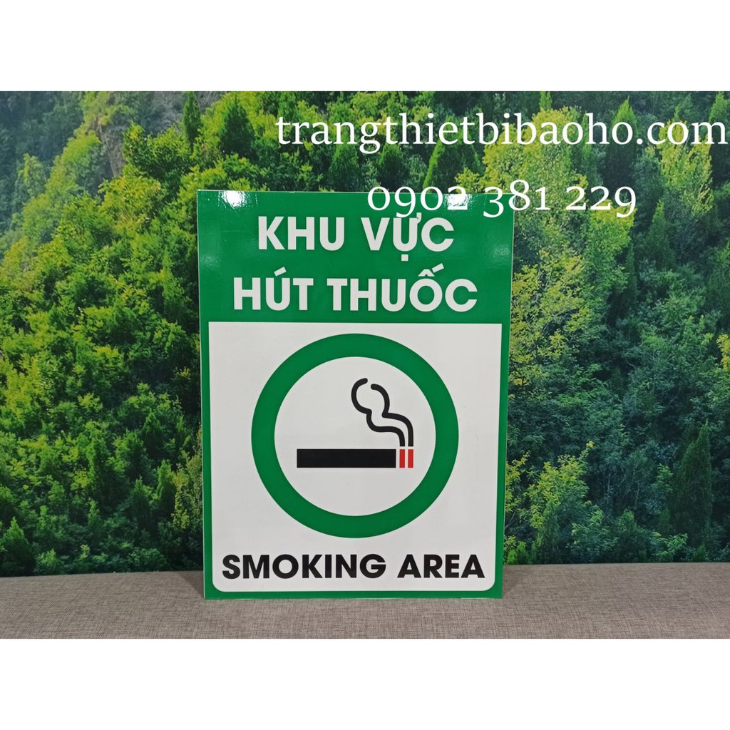 Biển báo khu vực được hút thuốc chất liệu Alu dán decal KT 30 x 40cm