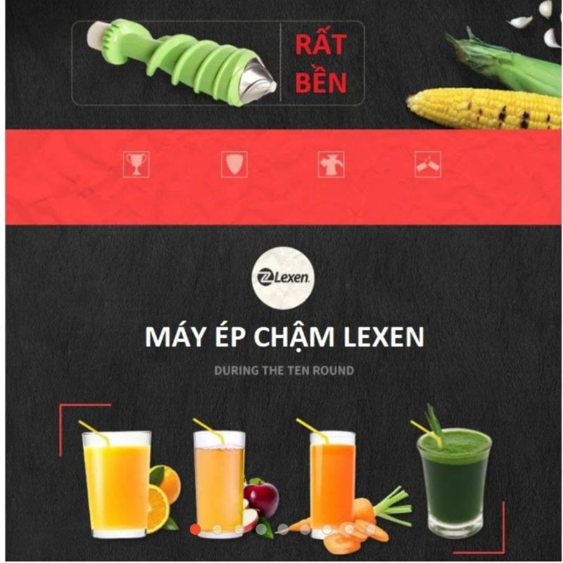 MÁY ÉP CHẬM CỎ LÚA MÌ TRỤC NGANG LEXEN - TẶNG 01KG HẠT GIỐNG CỎ LÚA MÌ VIỆT HEALTHY