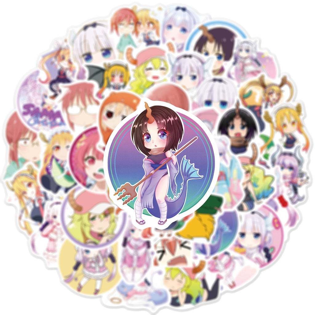 Bộ 50/25/10 Sticker Hoạt Hình Kobayashi's Dragon Maid Dán Ván Trượt Laptop Guitar