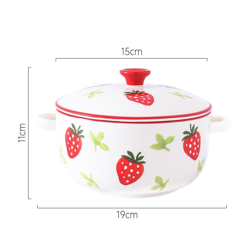 Set Bát Đĩa🍓DÂU TÂY 4 MÓN🍓Bát đĩa ăn cơm ăn mì, decor bàn ăn dễ thương