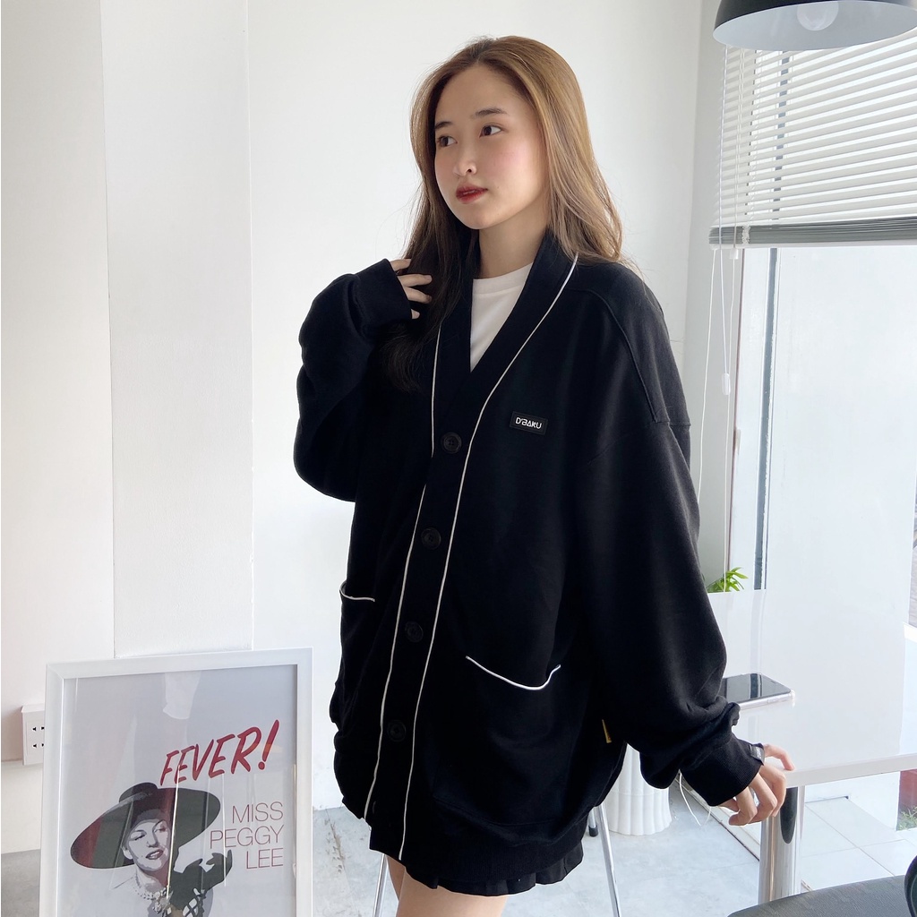 Áo nỉ cài nút Cardigan Jacket D'BAKU BASIC LOGO  (Tặng kèm túi Tote)