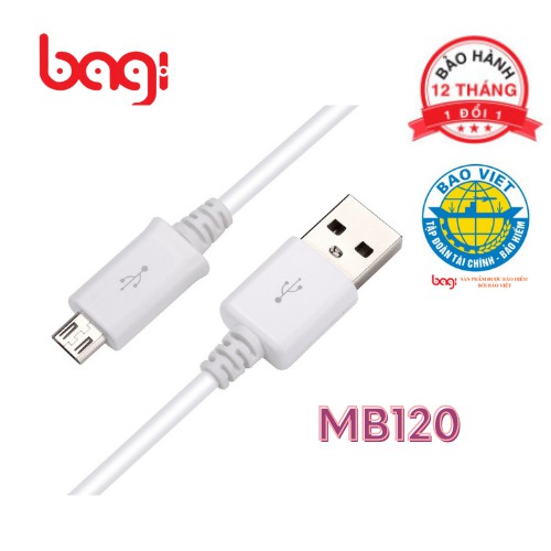 DÂY SẠC NHANH MICRO - CHÍNH HÃNG BAGI DÀI 1.2M - MB120 SIÊU BỀN