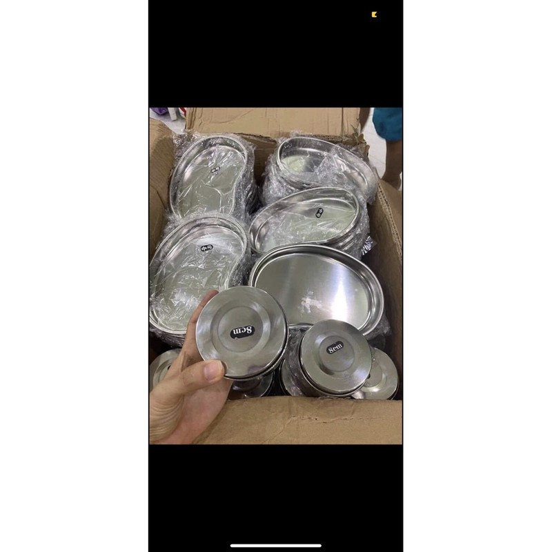 Khay hạt đậu và hũ inox đựng dung cụ y tế phun xam DCPX