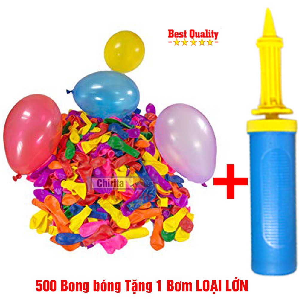 Combo 500 Bong Bóng Nước Tròn Đủ Màu Tặng Ống Bơm - Baby Toys