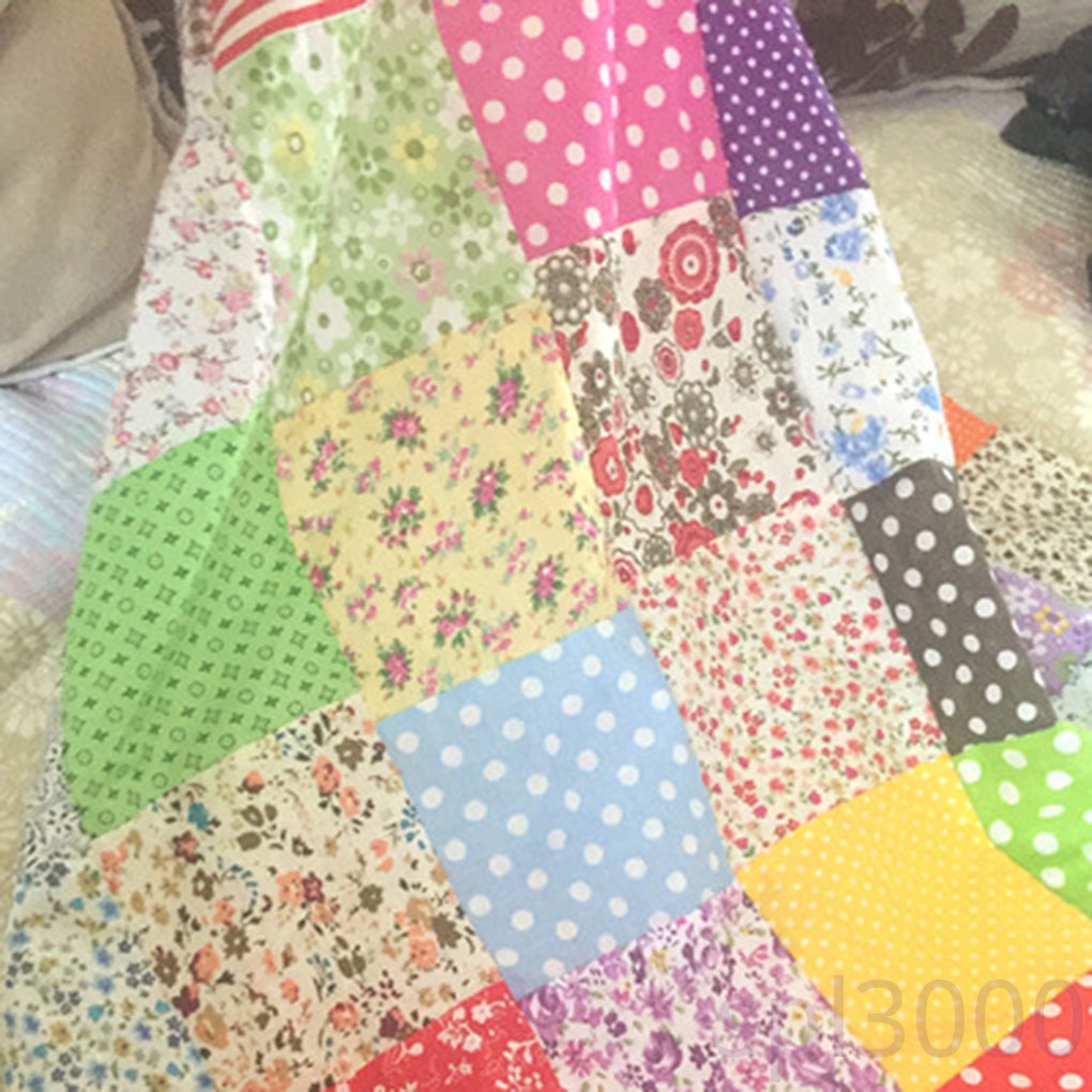 Set 7 tấm vải cotton hình vuông in họa tiết dùng làm đồ thủ công tự làm DIY
