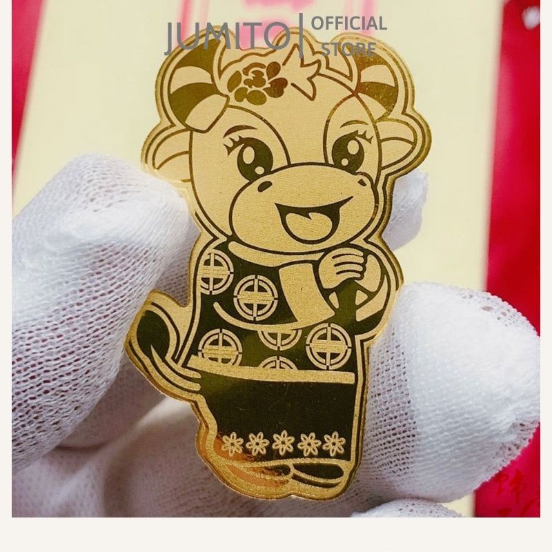 Miếng dán trâu mèo vàng cầu tài lộc may mắn dùng cho điện thoại và ví tiền JUMITO SL232