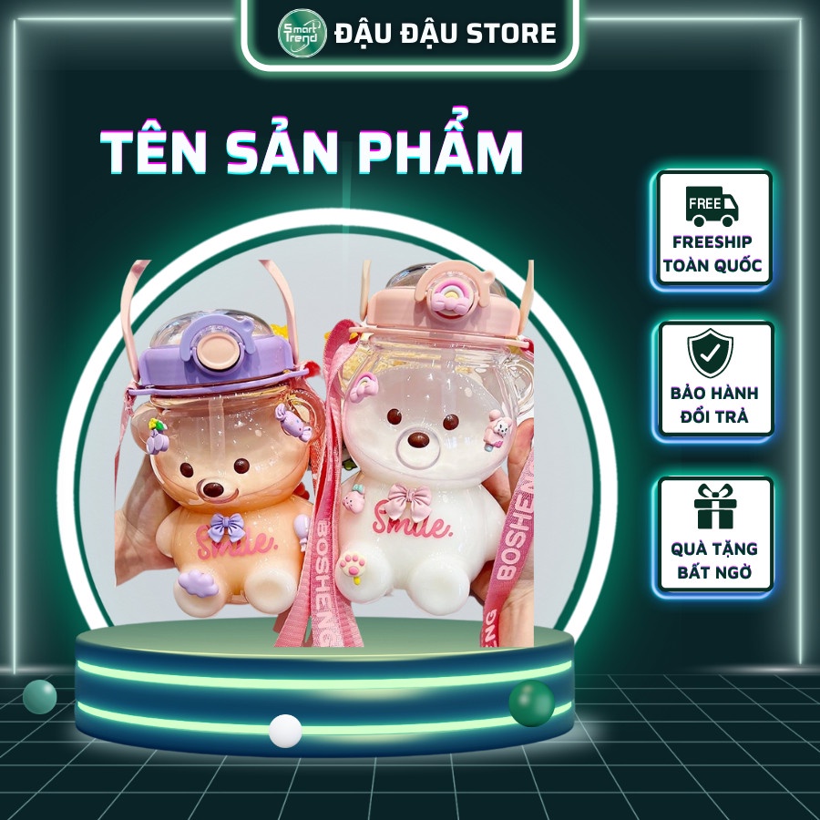 [Hàng mới về]Bình Đựng Nước 1000ml Hình Gấu Dễ Thương.