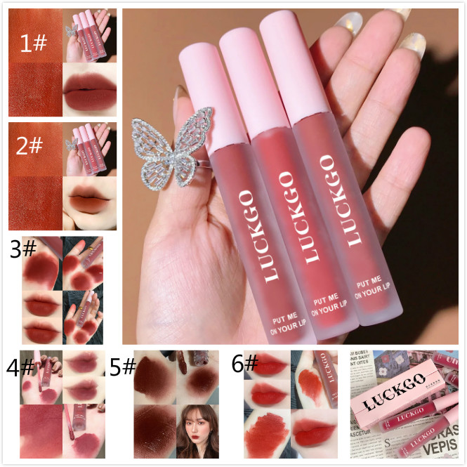 Cod Qipin LUCKGO Anti Air Velvet Matte Lip Glaze Does Not Take Off Makeup Lip Gloss with 6 Colors | BigBuy360 - bigbuy360.vn