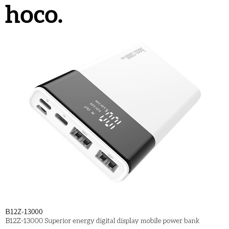 Sạc Dự Phòng Hoco B12Z Superior 13000mAh Chính Hãng - 3 Input, 2 Output Có Màn hình LCD Hiển Thị