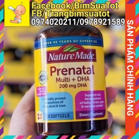 Thuốc bổ cho bà bầu Nature Made Prenatal Multi+DHA 200mg (150 viên) Mỹ - mẫu mới