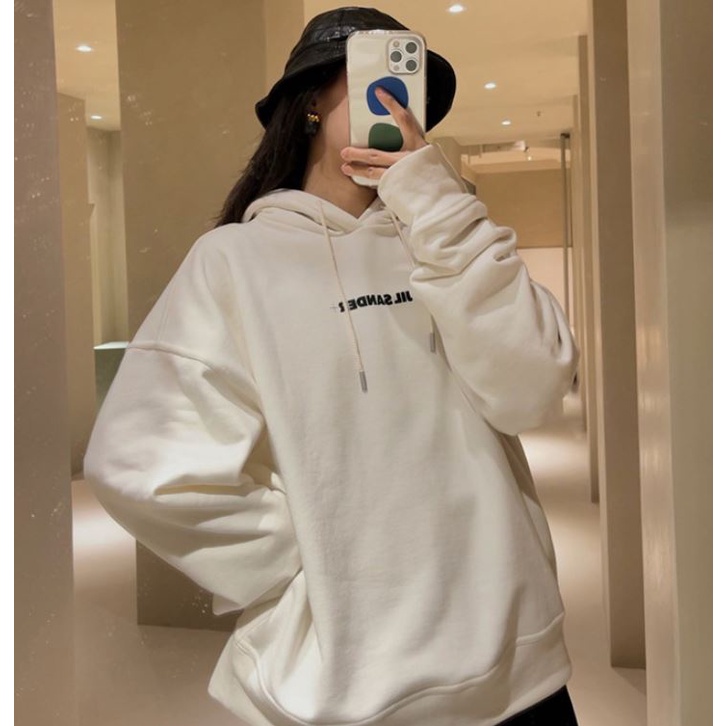 Áo hoodie unisex nữ form rộng JILSANDER có mũ, hoodie nữ unisex form rộng-UNA06