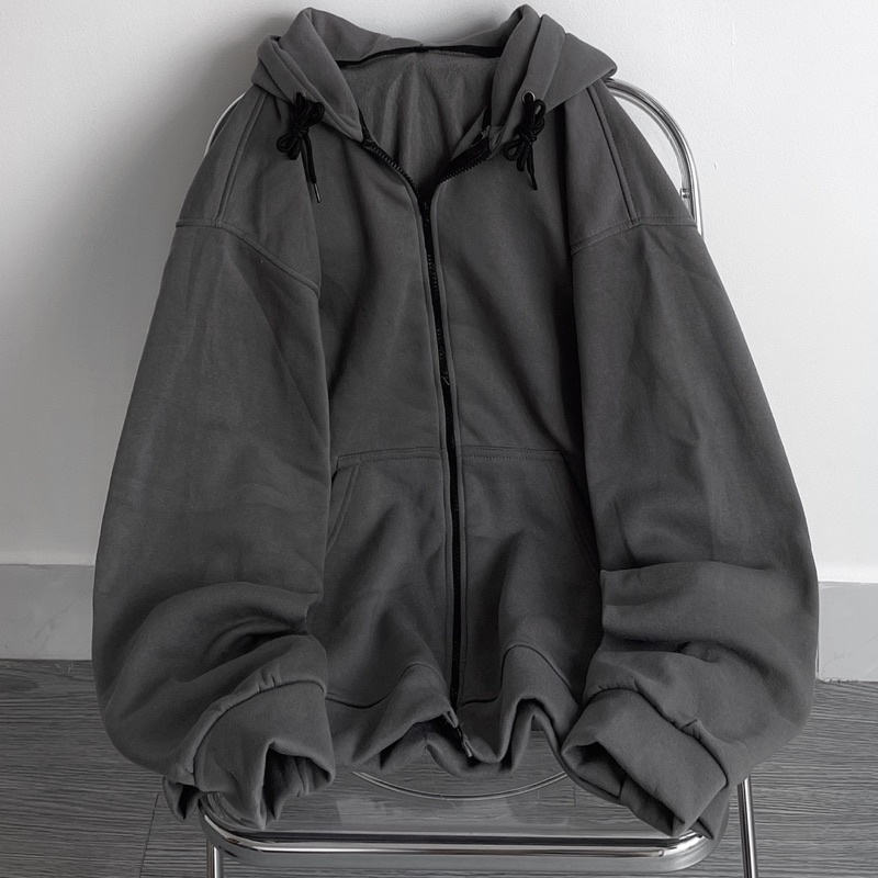 Áo khoác nỉ xám trơn form rộng ảnh thật unisex_SSSTore