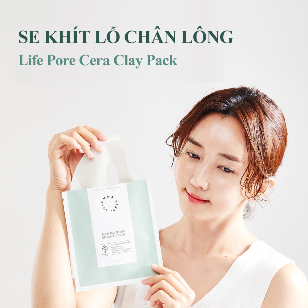 Mặt nạ đất sét dịu da, giảm mụn và se khít lỗ chân lông JSN LAB Commanine Pore Tightening Green Clay Mask