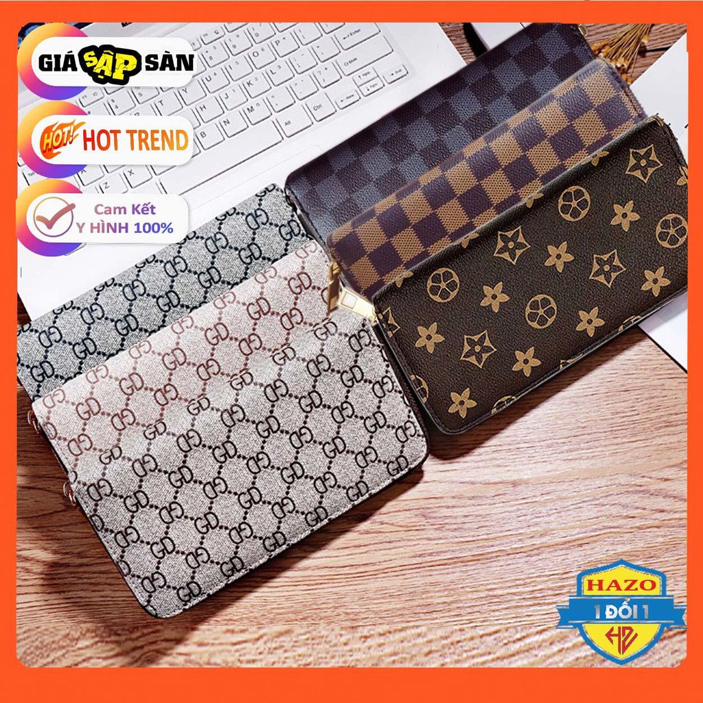 Ví Dài Nữ Cầm Tay Gd Và Hoa Và Caro Khóa Kéo V281B Sang Chảnh Cực Hot - Hazo