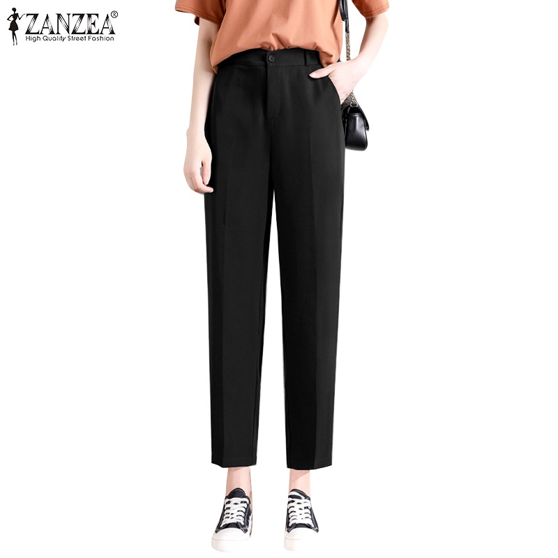 Quần dài ZANZEA lưng co giãn có túi thời trang cho nữ
