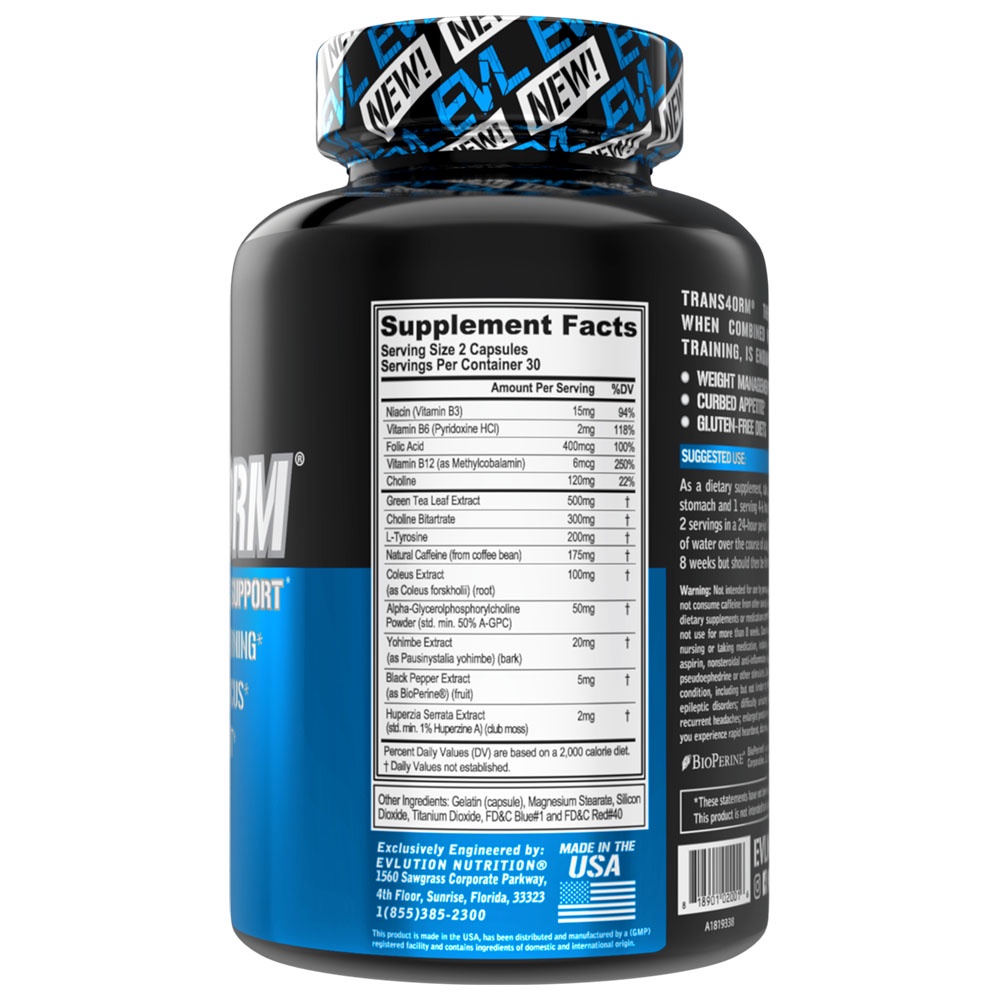 EVL Transform Giúp Đốt Mỡ Giảm Cân Nhanh, Giảm Mỡ Bụng An Toàn Trans4orm 120 Viên - USA