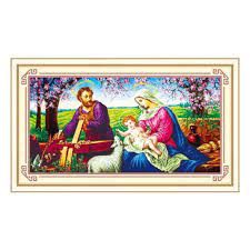 Tranh thêu chữ thập chưa thêu 5D Gia Đình Thánh Gia (83x41)