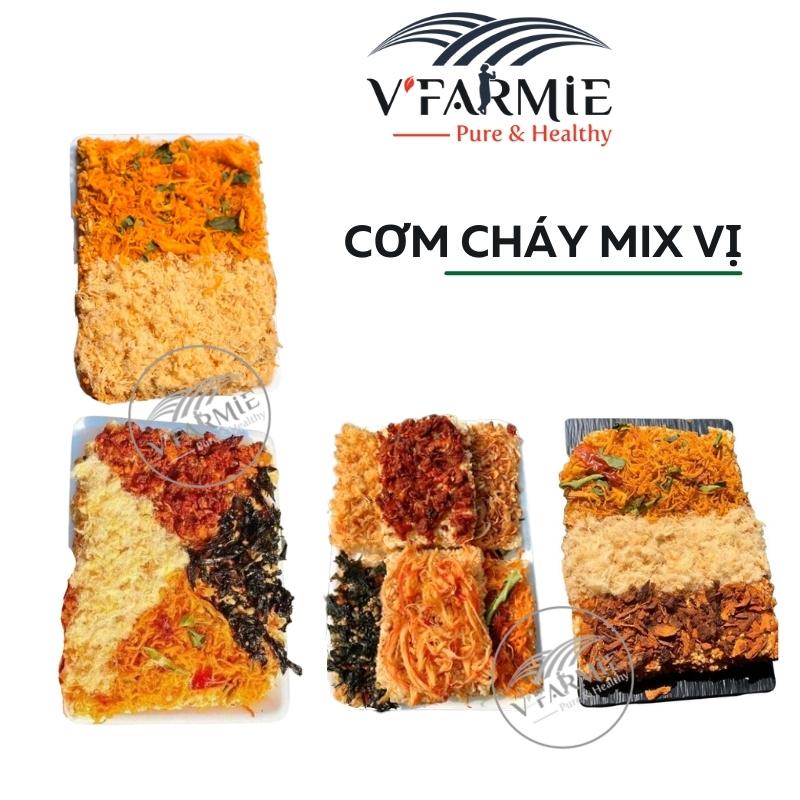 Cơm cháy mix vị khô gà, khô bò, chà bông heo, mực sợi hấp dừa, rong biển cháy tỏi, hành phi
