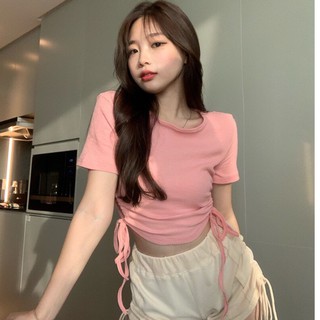 Áo thun croptop dây rút