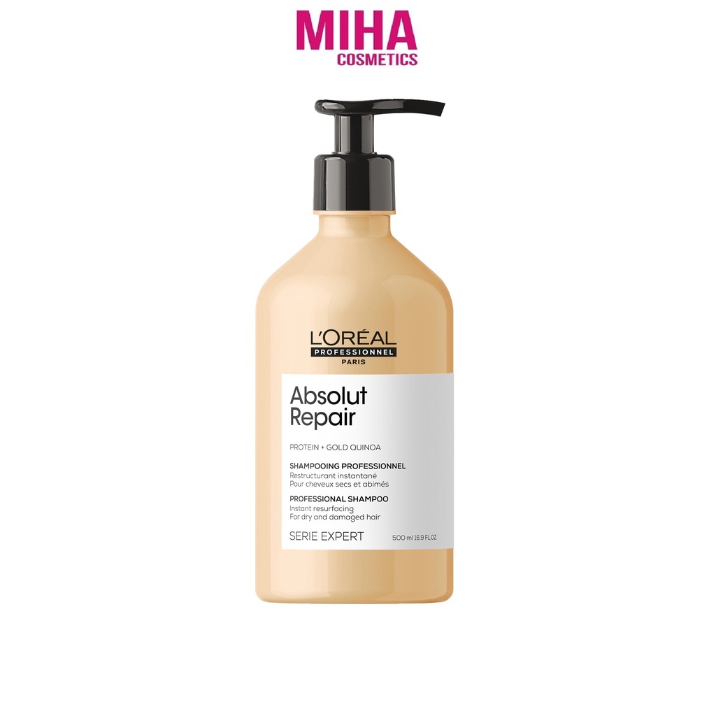 Dầu Gội Phục Hồi Tóc Hư Tổn LOreal Absolut Repair Instant Resurfacing Gold Quinoa Protein 500ml