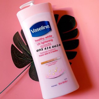 Sữa Dưỡng Thể Vaseline Màu Hồng Heathy White Dưỡng Ẩm Làm Sáng Và Mềm Mịn Da 725m