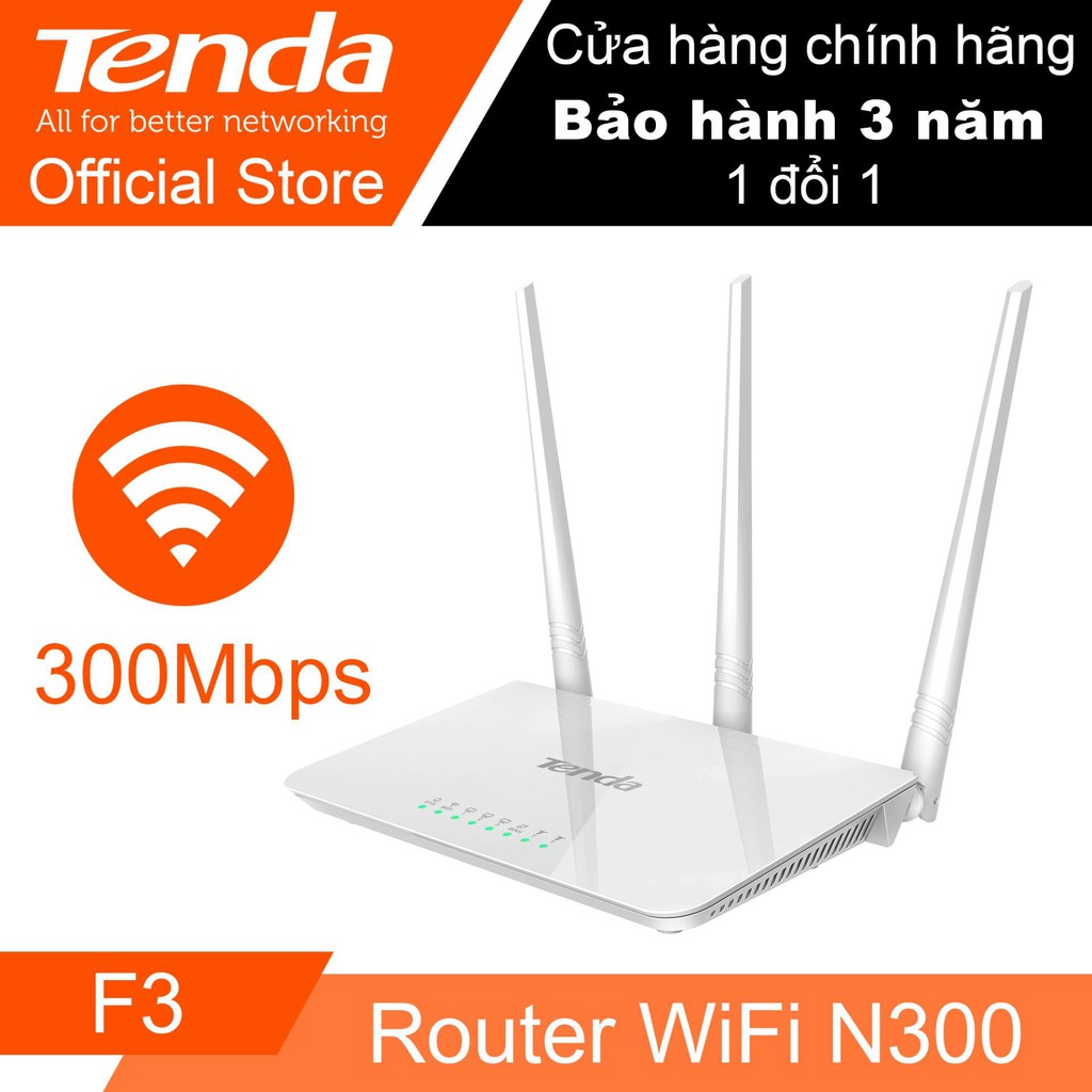 Bộ Phát Sóng Wifi Router Chuẩn N 300Mbps Tenda F3 - Chính hãng Full VAT