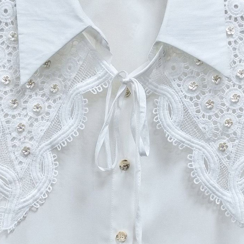 Khăn Choàng Cổ Ren Rỗng Tròn Họa Tiết Hoa Đính Ngọc Trai Gợn Sóng Có Thể Tháo Rời Cho Búp Bê Nữ