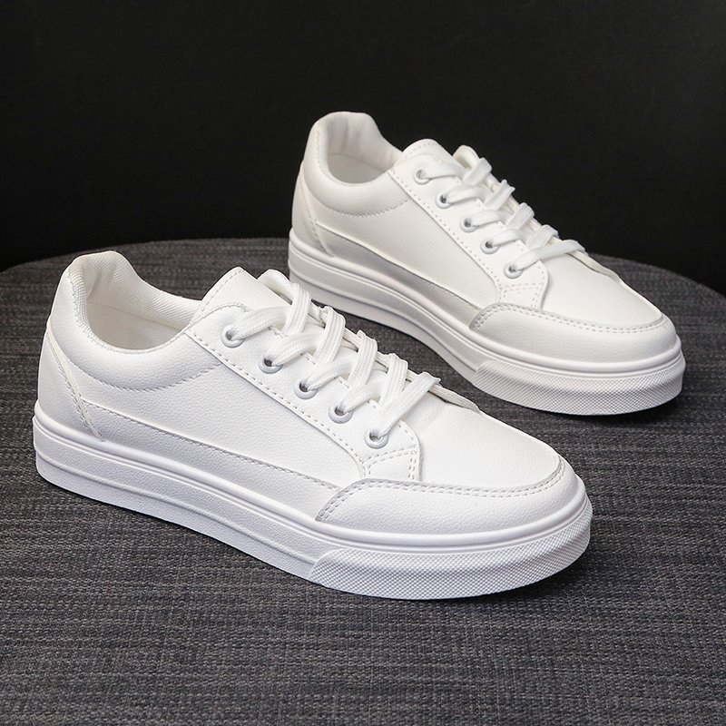 Giày thể thao màu trắng phong cách Harajuku cao cấp cho nữ