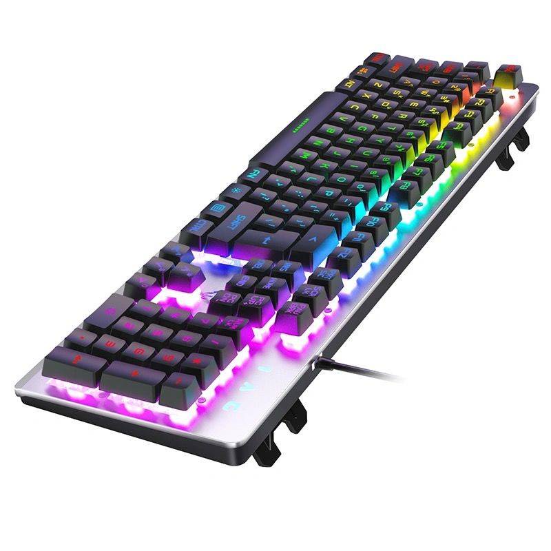 Bàn phím cơ thật khắc bạc, chuột và tai nghe bộ ba mảnh, trục xanh, trục đen, game trà, chơi game, máy tính có dây, US