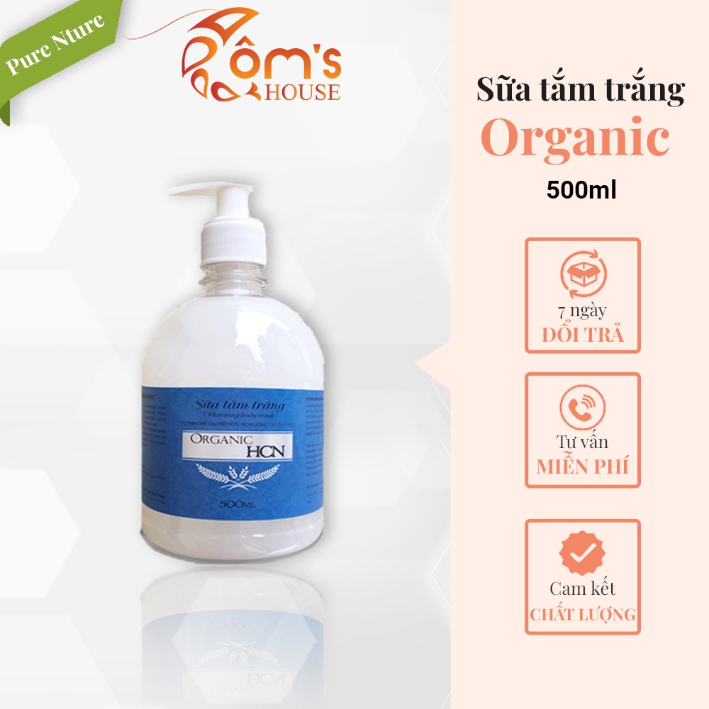 Sữa tắm trắng Organic HCN làm sạch da, loại bỏ tế bào chết trên da