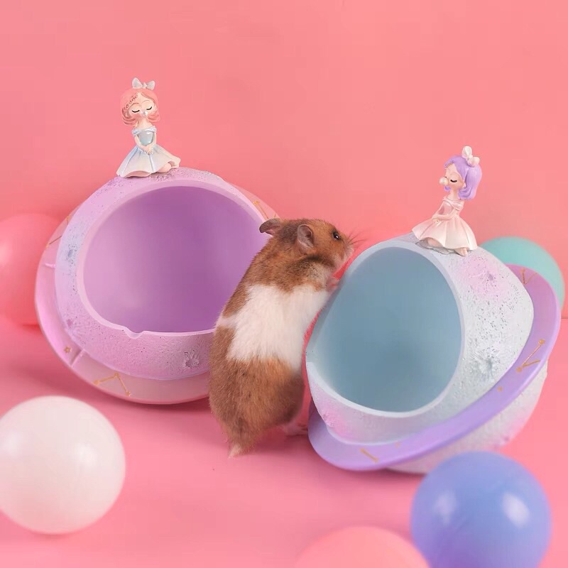 nhà ngủ hành tinh cô bé thổi bong bóng cho hamster