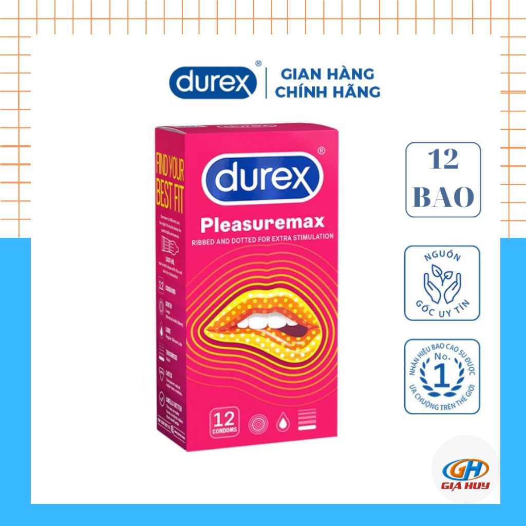 Bao cao su Durex Pleasuremax gân gai 12 bao, đi đến đâu nàng run đến đó, kích thích cho cả 2