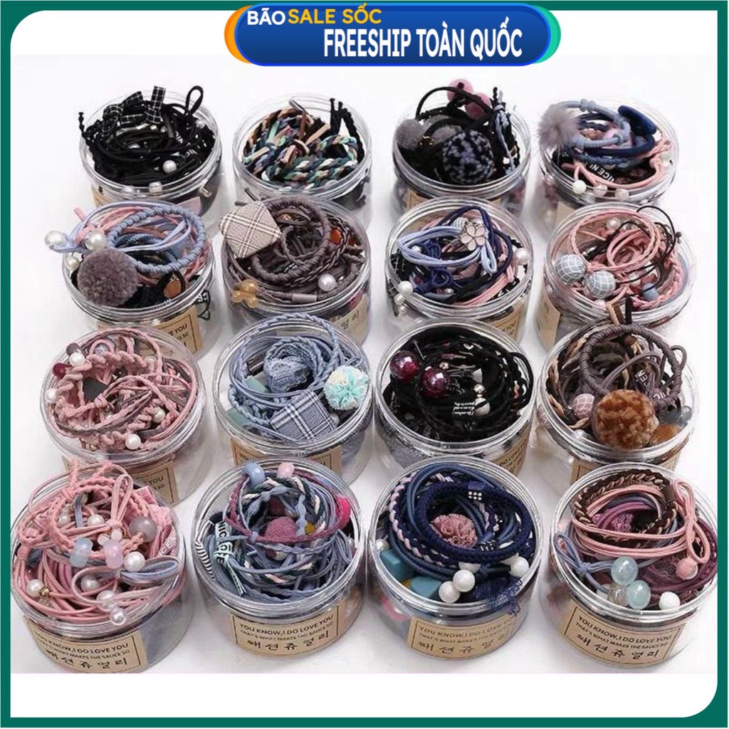 Set 24 dây thun cột tóc đơn giản phong cách Hàn Quốc
