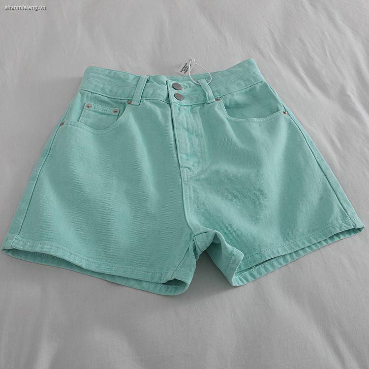 Quần ngắn denim lưng cao ống rộng phong cách Hàn Quốc thời trang mùa hè mới dành cho nữ 2021