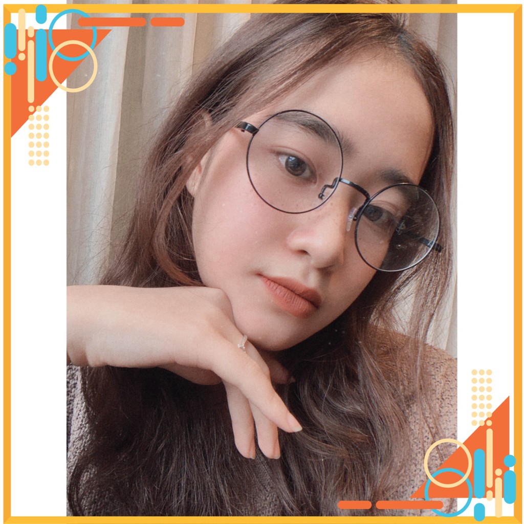 Gọng kính cận kim loại cho mặt vuông SieuRe, mắt tròn Nobita chống bụi hoặc lắp cận, màu đen – 8890