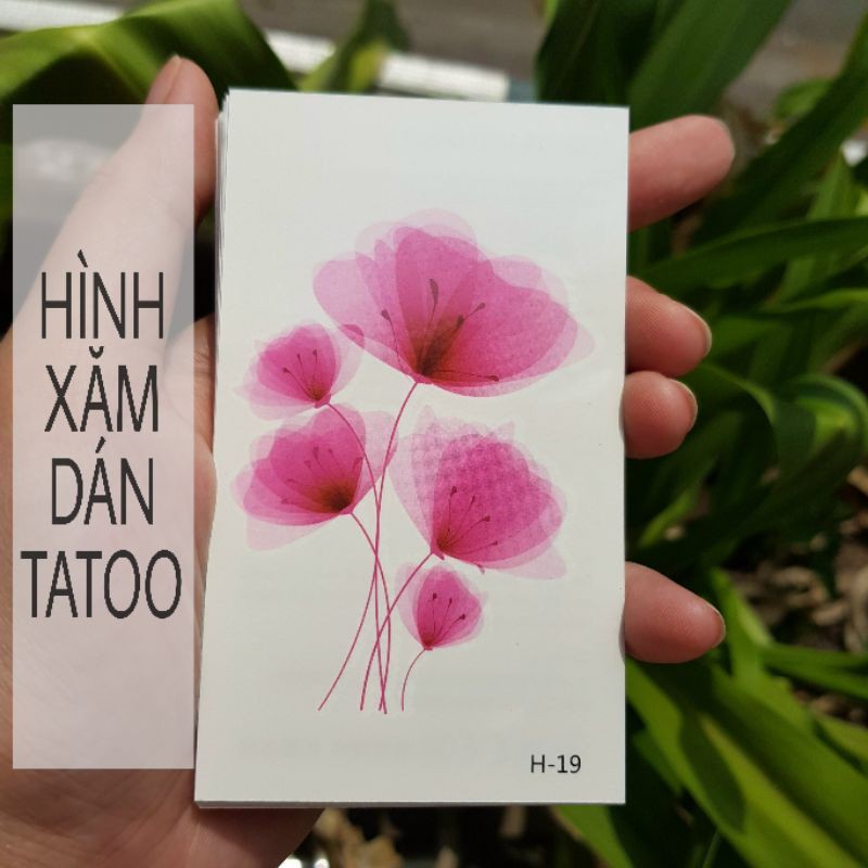 Hình xăm hoa màu loang h19. Xăm dán tatoo mini tạm thời, size &lt;10x6cm