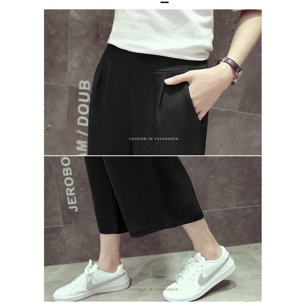 Quần ống rộng lưng thun co dãn cho nữ | BigBuy360 - bigbuy360.vn