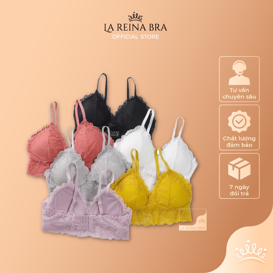 Áo lót nữ nâng ngực LAREINA BRA - LRAB034 viền ren cổ V có đệm ôm nâng ngực