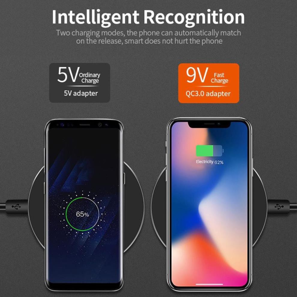 Đĩa sạc không dây Qi Wireless Charger Cho iPhone X XR XS MAX 8 Plus Samsung Note 8 5 S8 S7 S6 Edge -dc3848