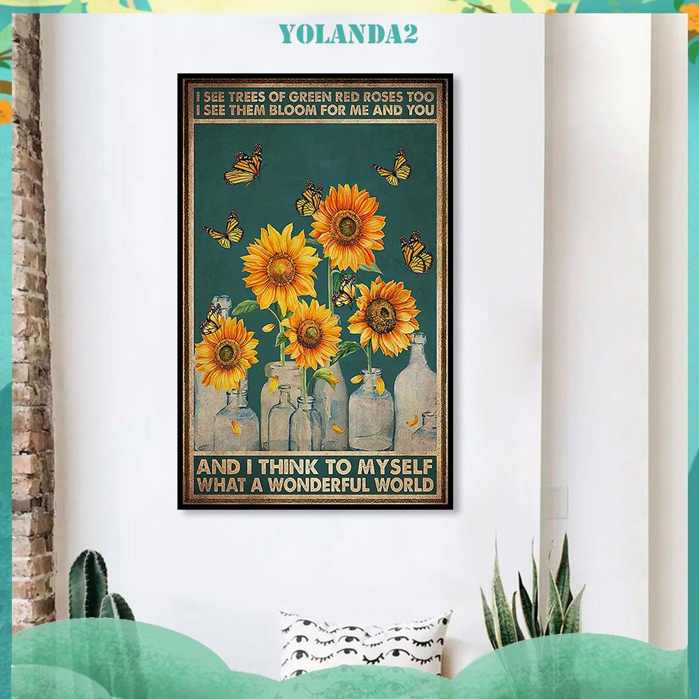 Tranh thêu chữ thập hình hoa hướng dương 3 sợi cotton 11CT