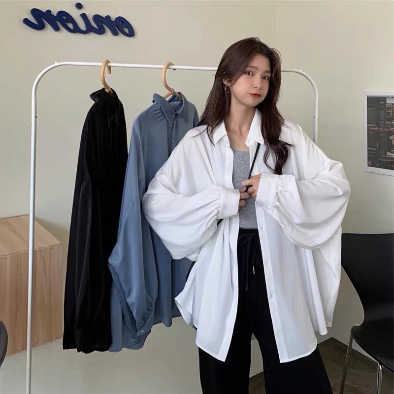 Áo Sơ mi nữ ⚡ QUẢNG CHÂU loại 1 ⚡️form rộng dài tay ulzzang vintage hàn quốc cao cấp trơn - Hàng mới về