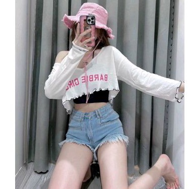 Sét áo croptop in chữ BARBIE Girl siêu hot cao cấp (tv2-A15)