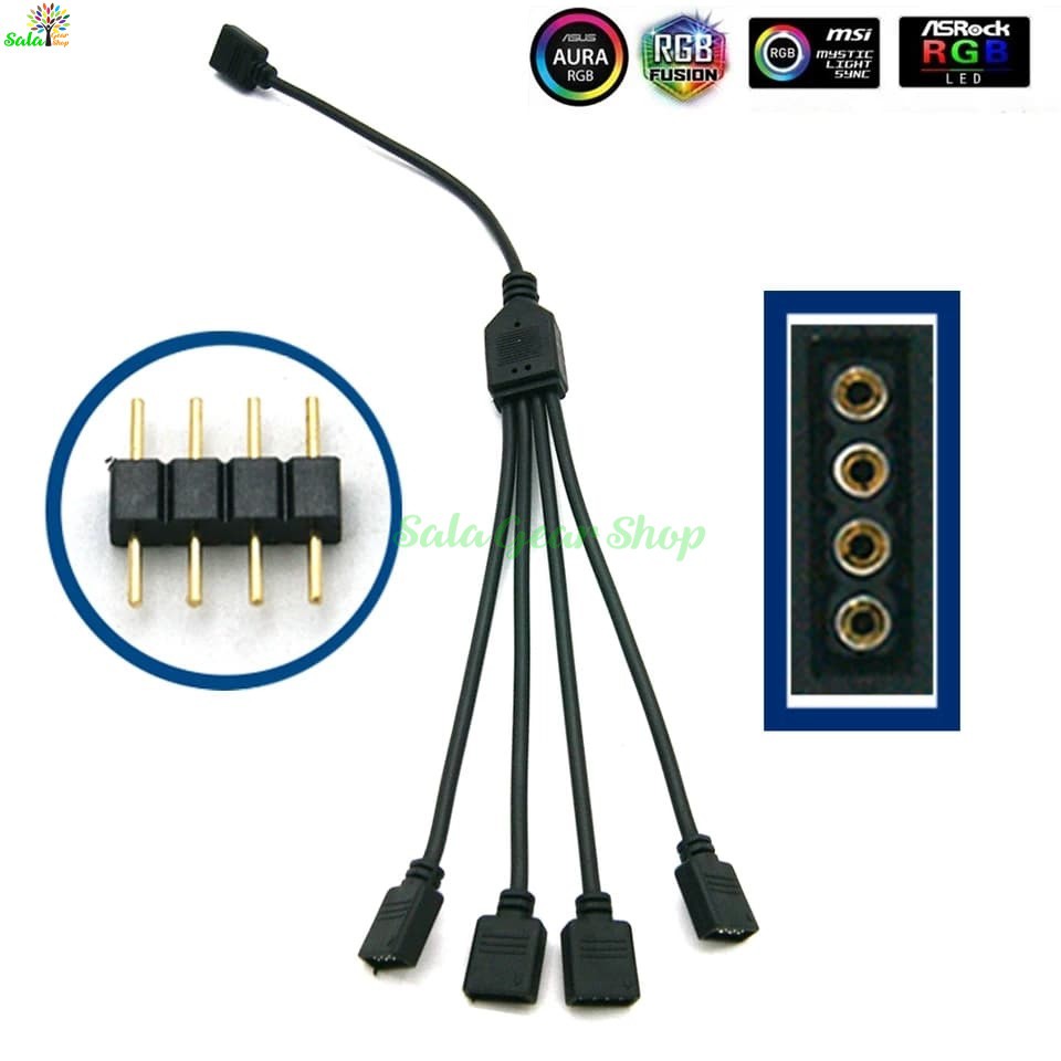 Dây chia LED RGB 12v 4pin, ARGB 5v 3pin  | 1 ra 4