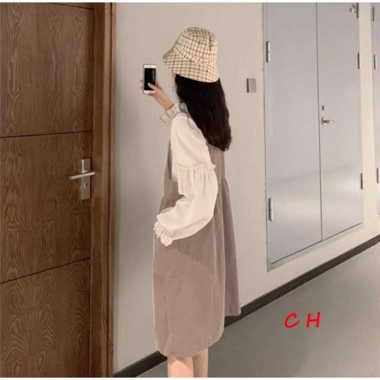 Sét váy yếm kèm sơ mi dáng baby doll phong cách hàn quốc | BigBuy360 - bigbuy360.vn