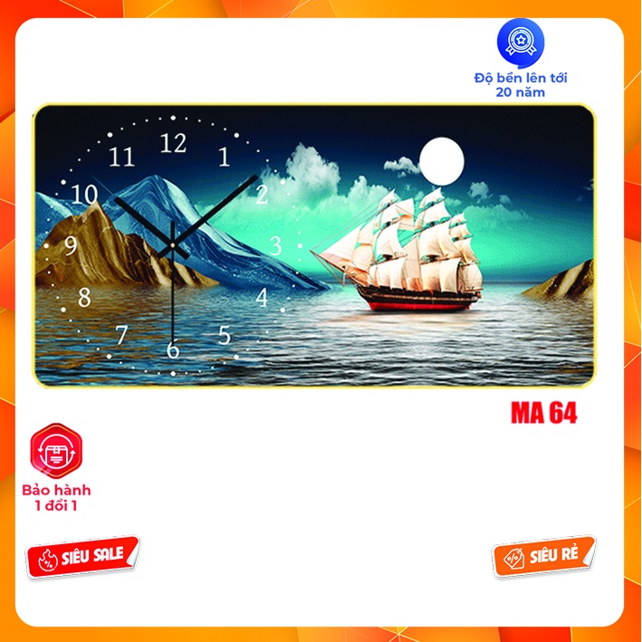 Tranh Đồng Hồ Treo Tường Tráng Gương trang trí phòng khách, phòng làm việc,....Bảo hành 24 tháng tặng kèm móc treo TG-5