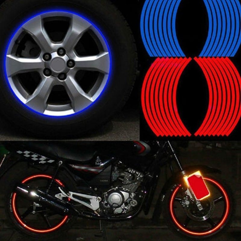 Decal phản quang dán mâm xe 16 miếng