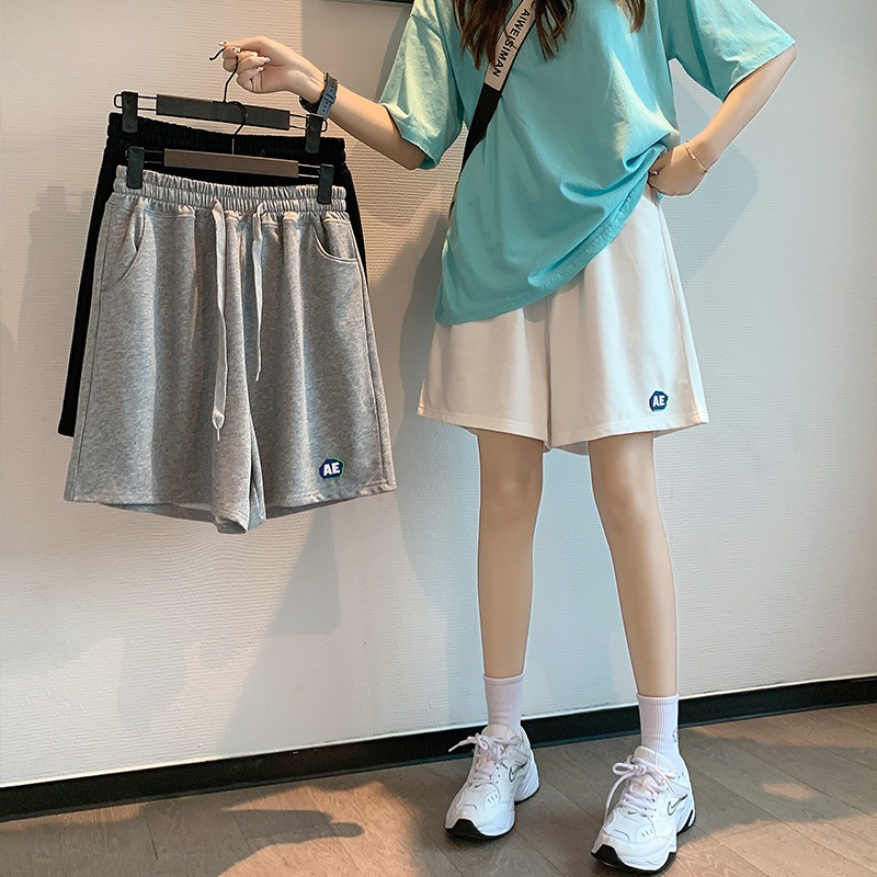 Quần short ZHELIHANGFEI dây rút vải cotton thời trang thể thao cho nữ oversize