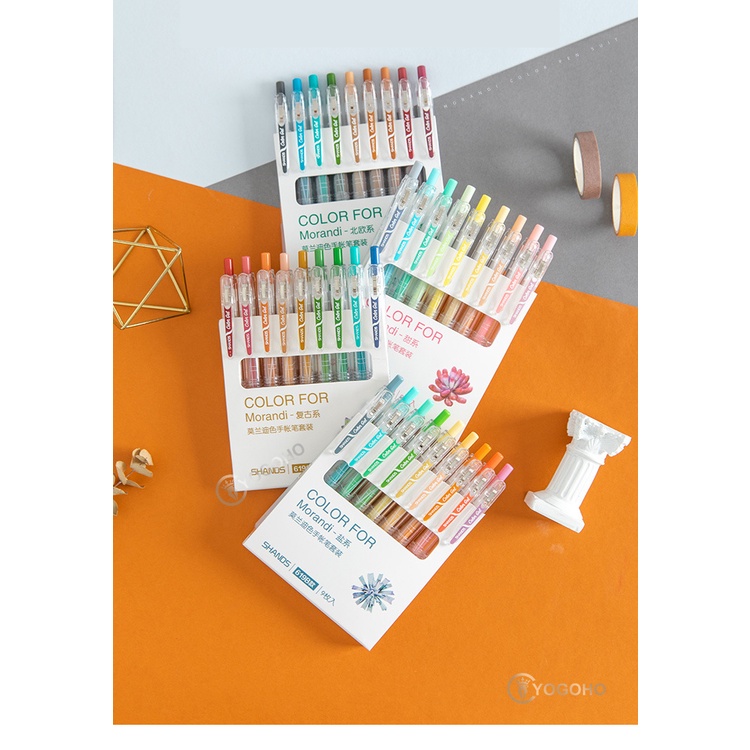 9 bút gel 0.5mm nhiều màu sắc tùy chọn